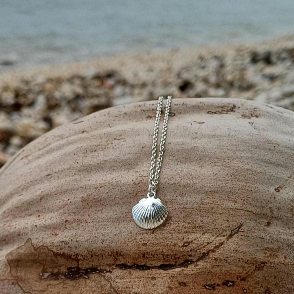Coastal Seashell Necklace, Silver-Plated Tarnish Resistant, Surfer