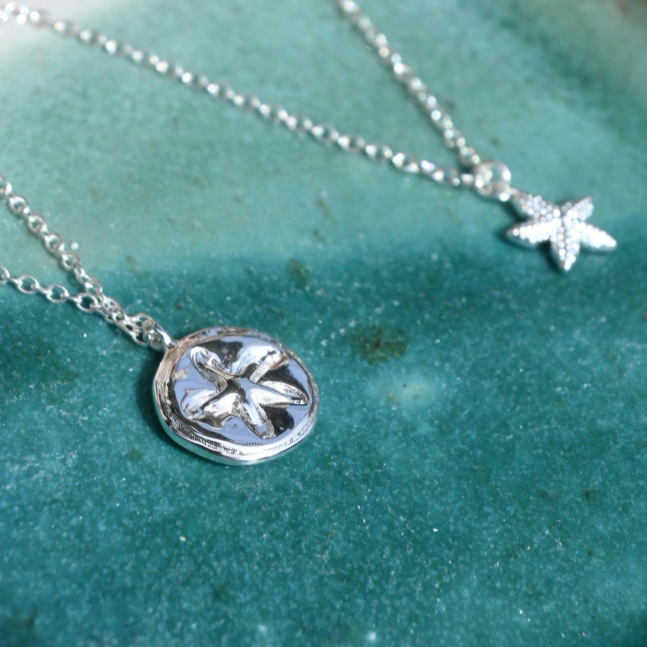 Silver Plated Starfish Necklace Set, Tarnish Resistant Layered Jewelry
