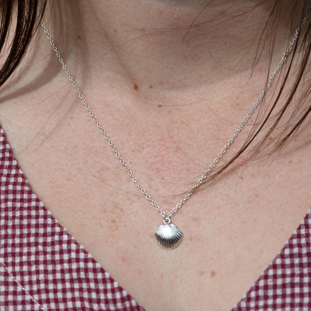 Coastal Seashell Necklace, Silver-Plated Tarnish Resistant, Surfer Accessory