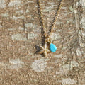 Beach Starfish Necklace with Turquoise Teardrop Charm, Gold Plated Tarnish Resistant, Ocean Inspired Gift