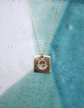 Sunset Square Pendant Necklace Hand Stamped, Gold Plated