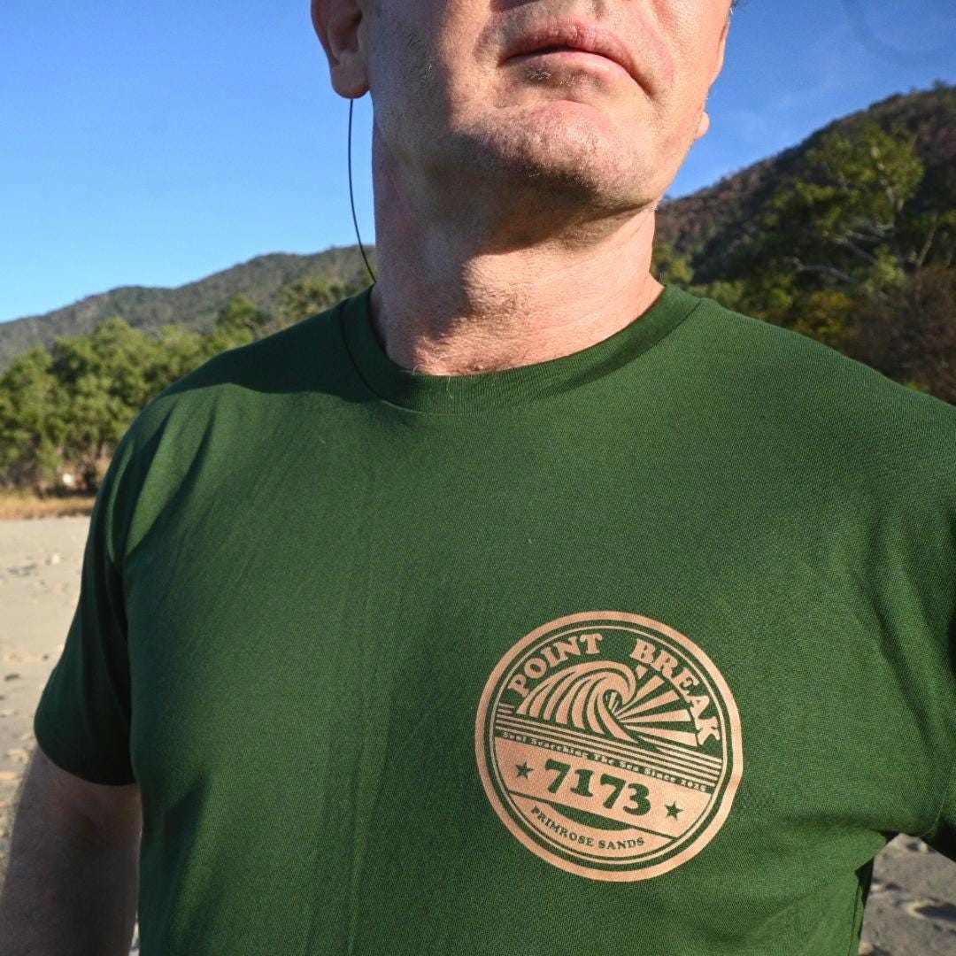 Retro Surf Brand T-Shirt, Forest Green AS Colour Staple Tee, Unique Surfer Gift