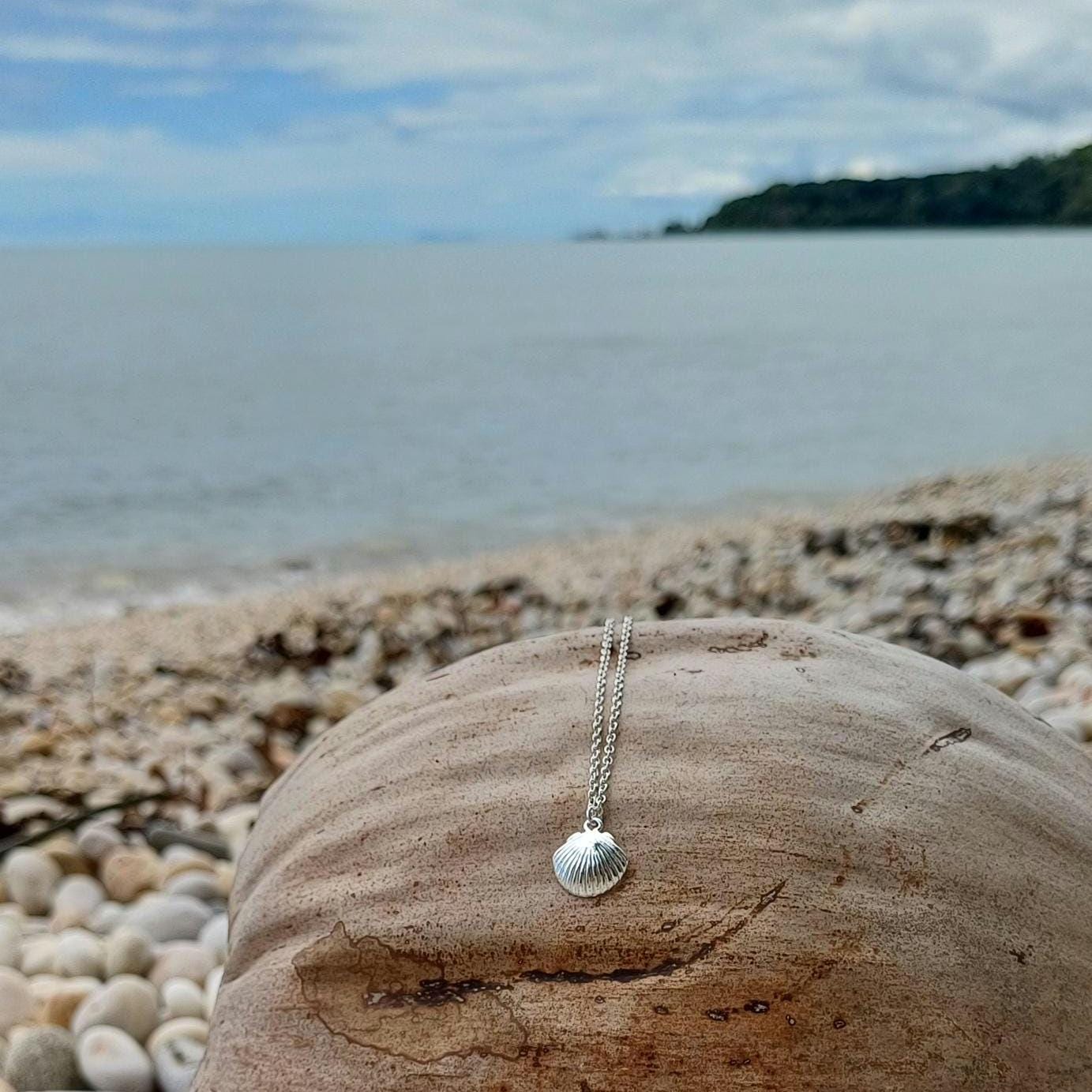 Coastal Seashell Necklace, Silver-Plated Tarnish Resistant, Surfer Accessory