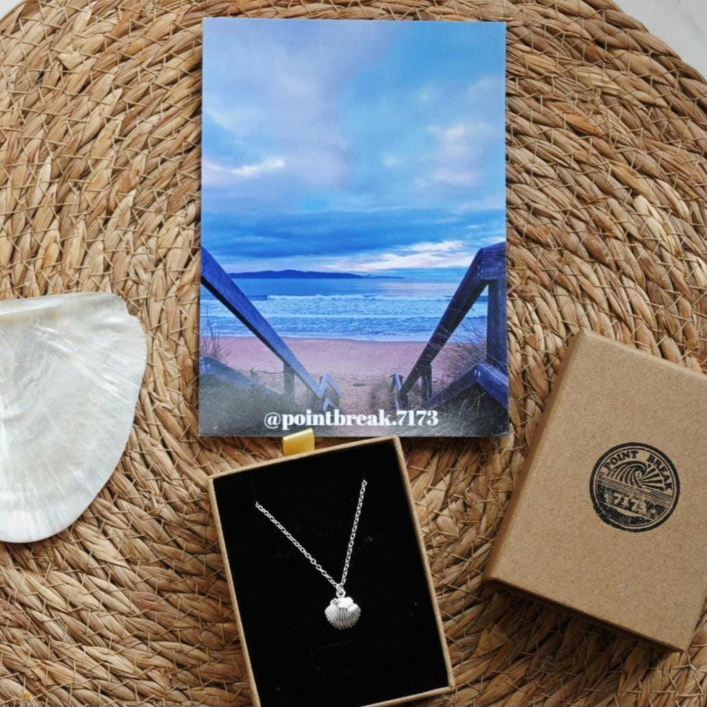Coastal Seashell Necklace, Gold Plated Tarnish Resistant, Surfer Accessory