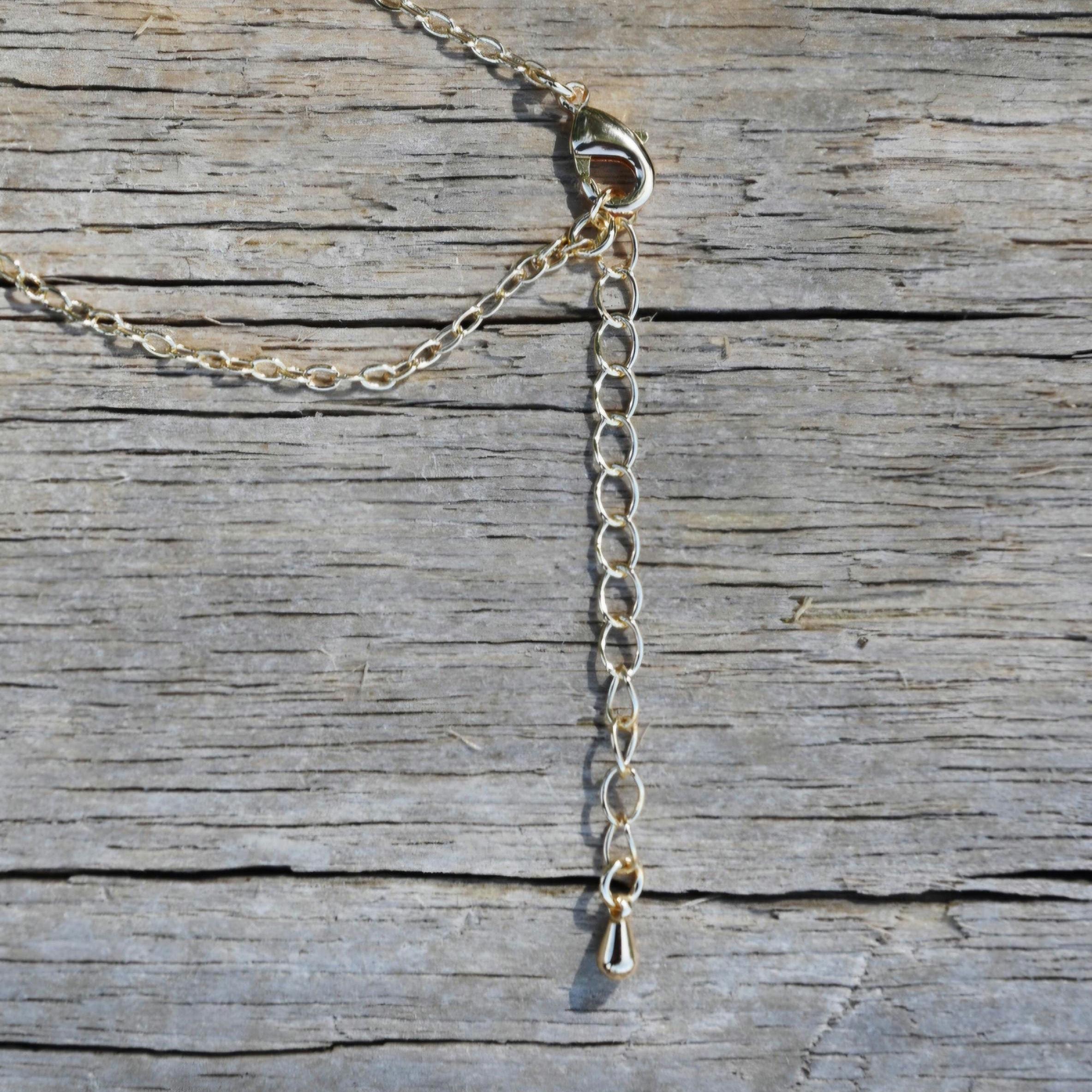 Starfish Square Pendant Necklace Hand Stamped, Gold Plated