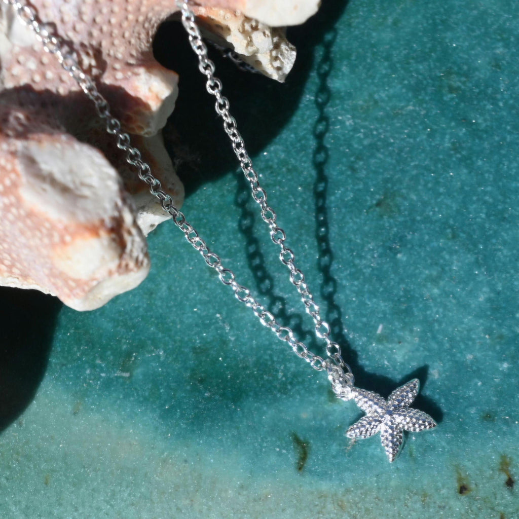 Silver Plated Starfish Necklace Set, Tarnish Resistant Layered Jewelry