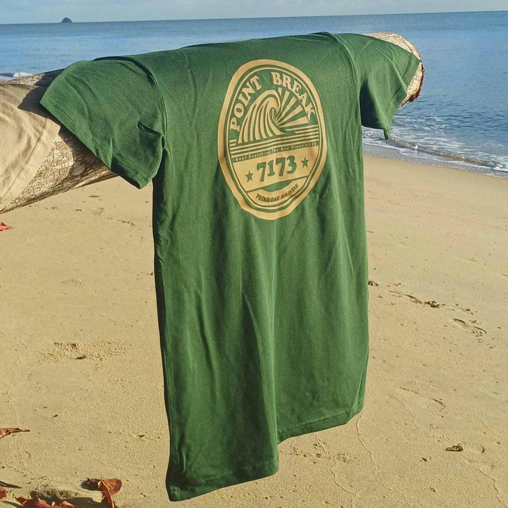 Retro Surf Brand T-Shirt, Forest Green AS Colour Staple Tee, Unique Surfer Gift