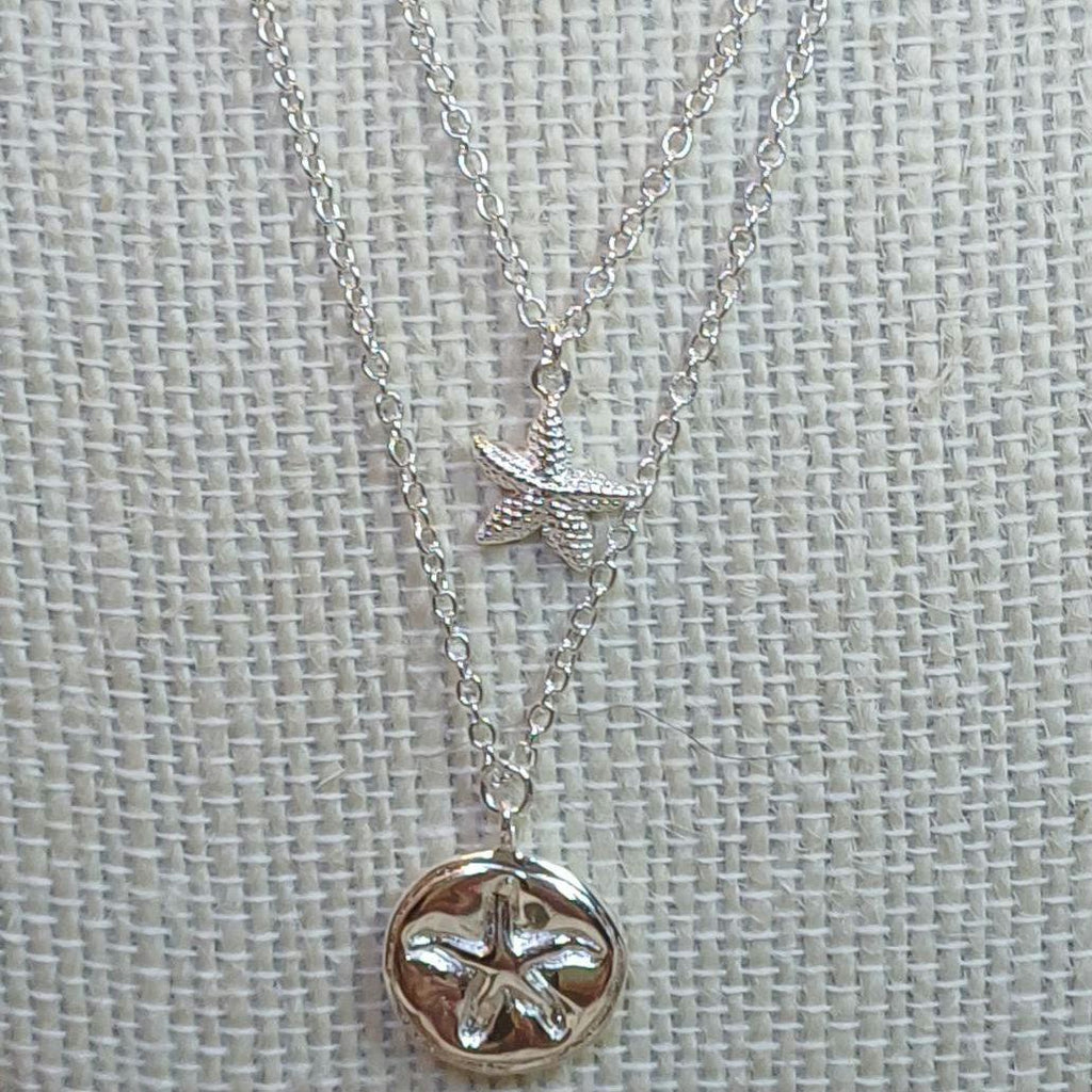 Silver Plated Starfish Necklace Set, Tarnish Resistant Layered Jewelry