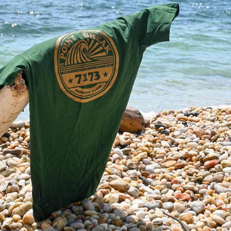 Retro Surf Brand T-Shirt, Forest Green AS Colour Staple Tee, Unique Surfer Gift