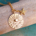 Sunrise Necklace with Mini Starfish, Gold-Plated Tarnish Resistant, Coastal Style