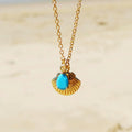 Turquoise & Shell Necklace , Gold-Plated Tarnish Resistant, Beach Jewellery