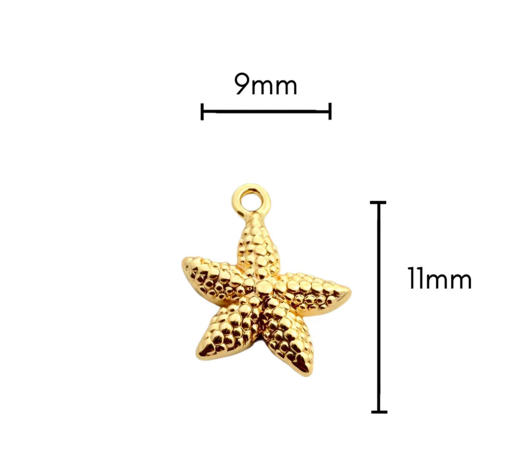 Beach Starfish Necklace with Turquoise Teardrop Charm, Gold Plated Tarnish Resistant, Ocean Inspired Gift