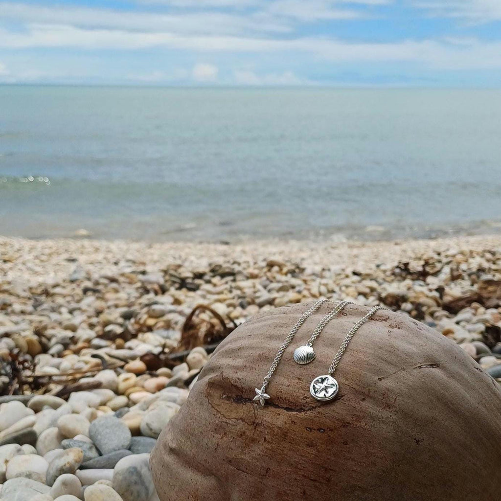 Coastal Seashell Necklace, Silver-Plated Tarnish Resistant, Surfer Accessory